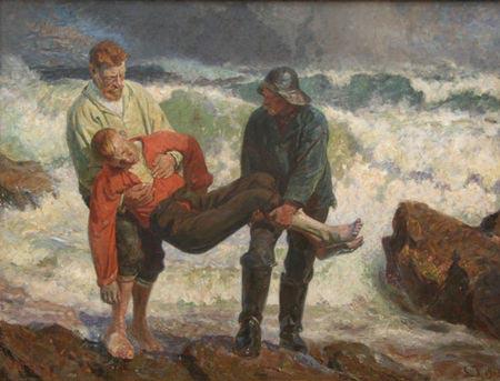 Laurits Tuxen The Drowned is braught on shore China oil painting art